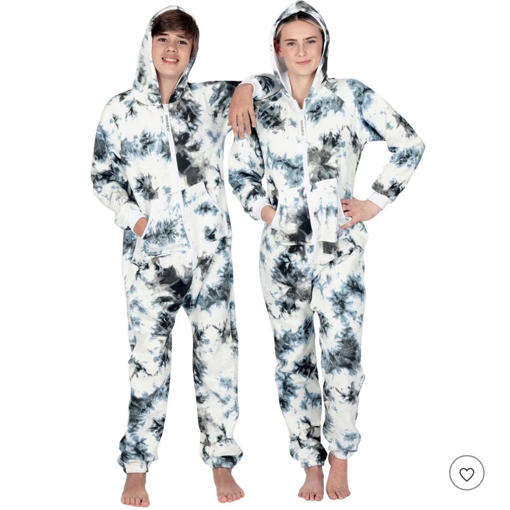 Joggies - TieDye Black Kids Footless Hoodie One Piece
